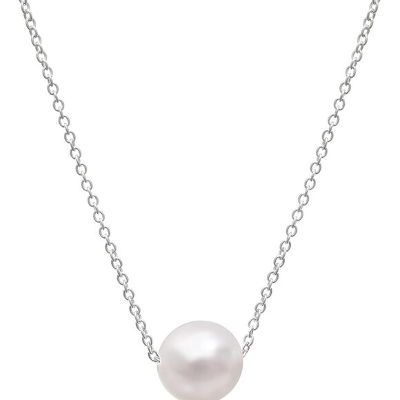 Freshwater Pearl Necklace Silver 18+2 Inch Adjustable Chain Elegant Jewelry - Picture 1 of 7